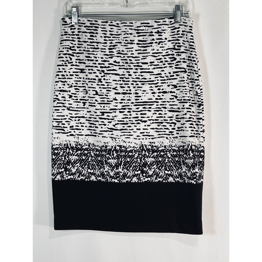 Peter Nygard Womens Black White Abstract Print Pencil Skirt‎ Size 6